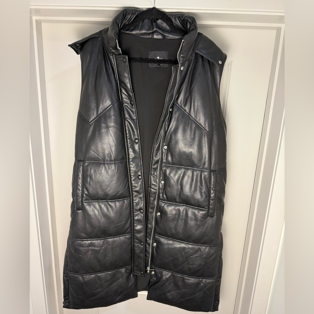 7 For All Mankind Black Quilted Vest | Large